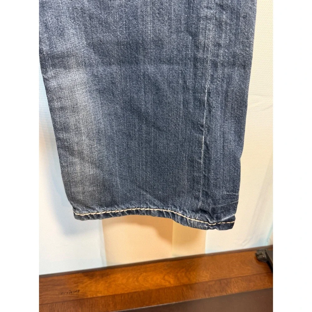 Rock Revival Mens Bootcut Jeans Size 34 Flap Pocket Thick Stitch Blue Y2K